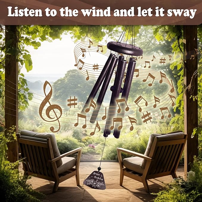 Birthday Gifts for Women/Men, Happy Birthday Decorations 32” Wind Chimes Outside, Wind Chimes for Mom Her Bestie Coworker Friend