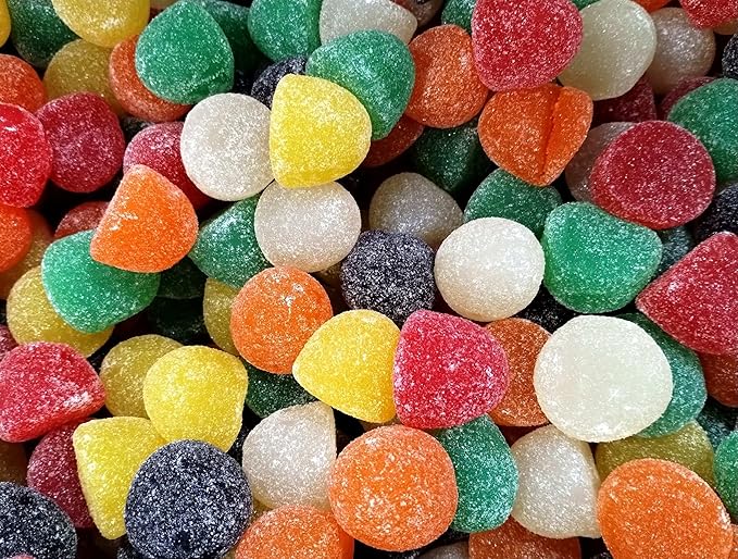Assorted Sugar Sanded Fruit Juju Gum Drops - 2 lbs of Fresh Delicious Bright Chewy Lemon Lime Orange Cherry Pineapple Grape Bulk Candy