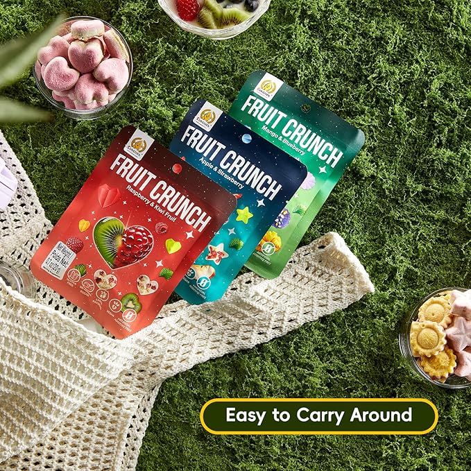 SUNGIVEN Freeze Dried Fruit Crisps Crunch Mixed Fruit 6 Packs Gluten Free Made with Fruit Vegan Healthy Snacks Ready to Eat for Yogurt Dessert