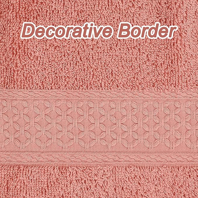 Cleanbear Ultra Soft Washcloths 6 Pack Cotton Face Cloths Wash Cloths Set - Large Bathroom WashCloth 13 x 13 Inches (Coral)