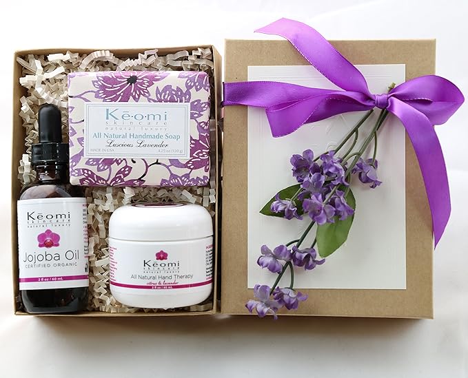 Lavender Organic Handmade Bath and Body Gift Set - by Keomi Naturals - Pamper Them with All Natural Luxury - Beautifully Packaged Ready to Give