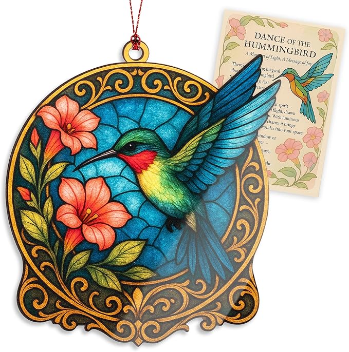 Hummingbird Christmas Ornament-Hummingbird Gifts for Women-Bird Ornaments for Christmas Tree-Hanging Decor for Door Yard Outdoor or Windows - Christmas Ornament 2025-Gift Exchange ONM-446-RST-Bird1