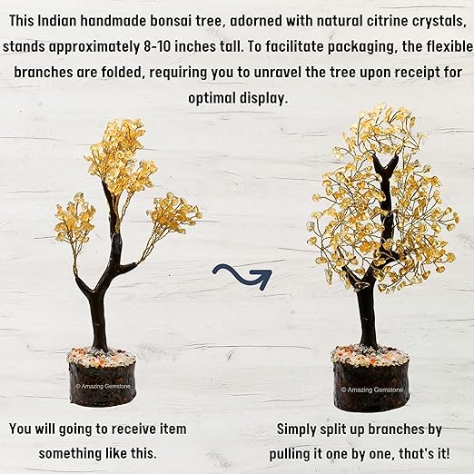 Amazing Gemstone Crystals and Healing Stones Birthday Gifts for Women - Citrine Crystal Tree of Life Home Decor Stocking Stuffers, Bookshelf, Room, Meditation Gift for Mom Dad, Unique Birthday Gifts