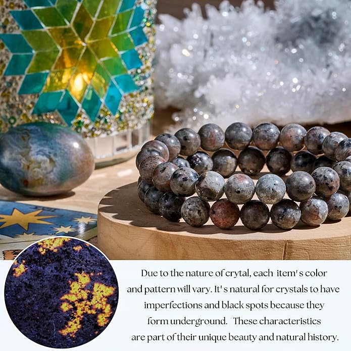 Bivei Natural Gemstone Semi Precious Healing Crystals Handmade Stretchy Round Beads Bracelet, Enhance Positive Energy