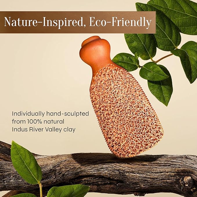 Facón Pumice Stone for Feet Callus Remover - Terra-Cotta Foot Scrubber with 2 Sides, 100% Pure Natural Foot Pumice Stone, Pedicure Pumice Stone Scrubber, Foot Exfoliator, Removes Calluses & Dead Skin