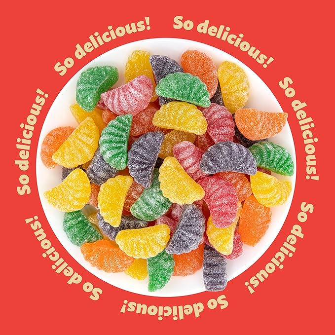 Fruit Slices Jelly Candy | 2 Pound Bag | Assorted Flavors | Sugar-Dusted Nostalgic Sweets