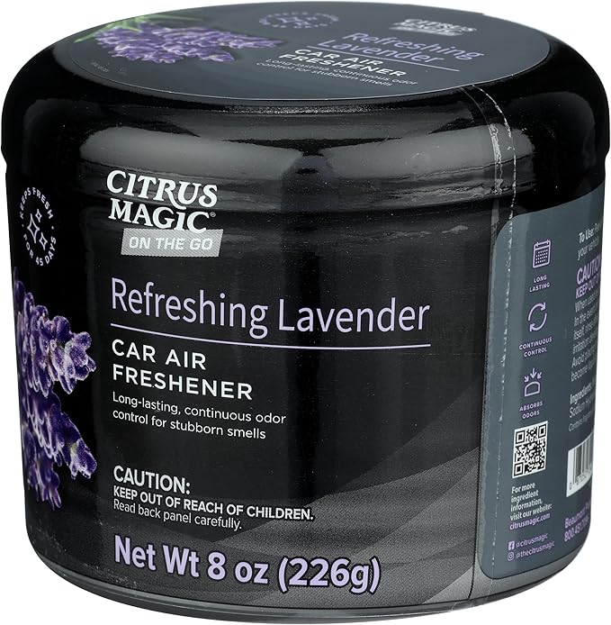 Citrus Magic On The Go Odor Absorbing Solid Car Air Freshener, Refreshing Lavender, 8-Ounce, Pack of 3