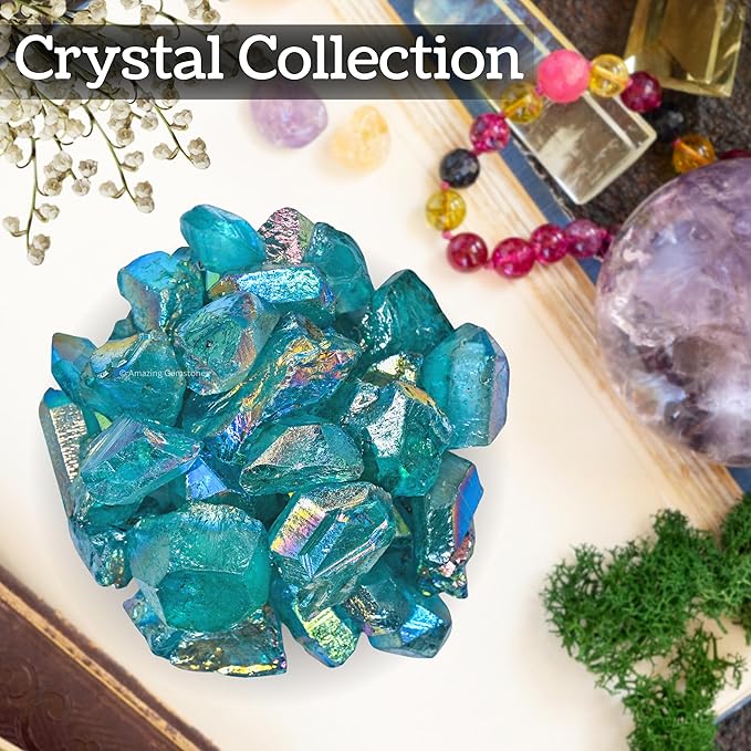Amazing Gemstone Aqua Aura Quartz Raw Crystals and Healing Stones, Natural Rocks for Meditation - DIY Raw Stones and Crystals, 2 Pieces