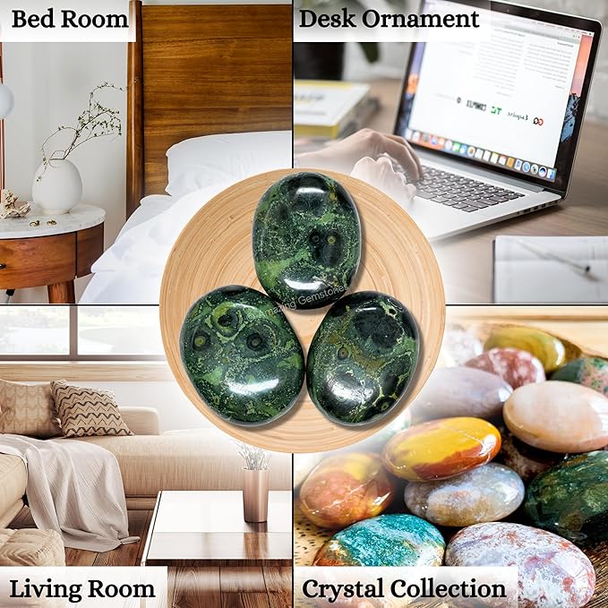 Amazing Gemstone Kambaba Jasper Crystals and Healing Stones - Large Palm Stone Crystals Piedra - Crystal for Good Luck, Balanced Positive Energy, Meditation - Unique Stocking Stuffers, Gifts for Women