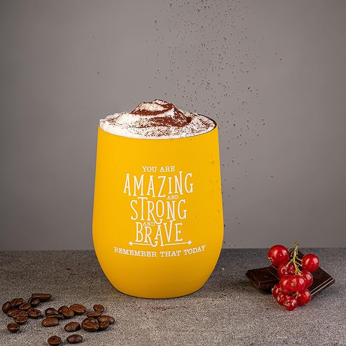 DIVERSEBEE Inspirational Thank You Gifts for Women, Mom, Sister, Wife, Girlfriend, Coworker, Nurses, Best Friend, Encouragement Birthday Wine Gifts - Insulated Wine Tumbler Cup with Lid (Honey)