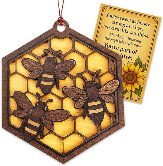 Bee Ornament - Honeybee Decor - bee Gift for Women - bee Gifts - bee Decorations for Home - Christmas Ornament 2025 - White Elephant Gifts - Xmas Tree Funny Decoration RUSATEN Beehive