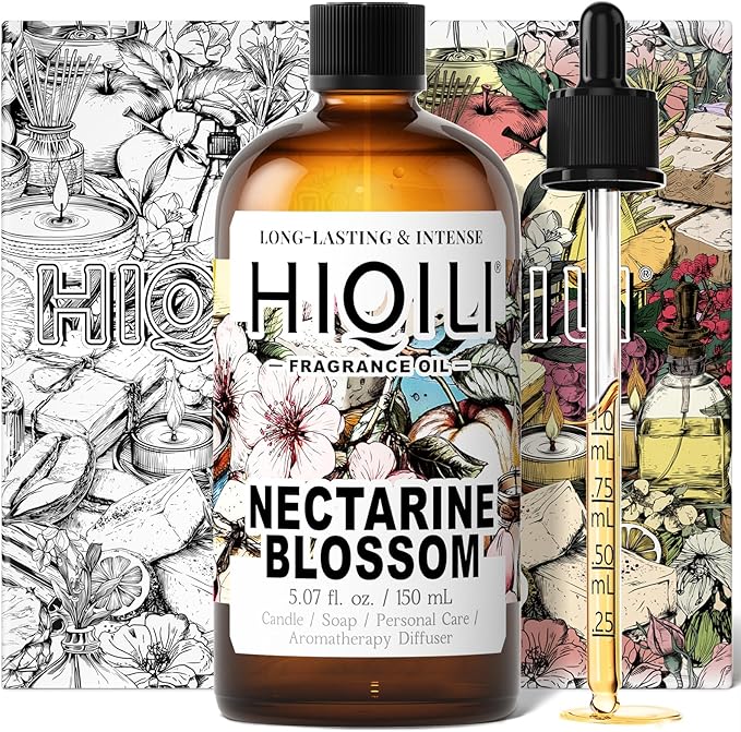 HIQILI Nectarine Blossom Fragrance Oil for Candle & Soap Making, Essential Oil Diffuser Use, Add to Body Lotion, Dryer Balls - 5.07 Fl Oz