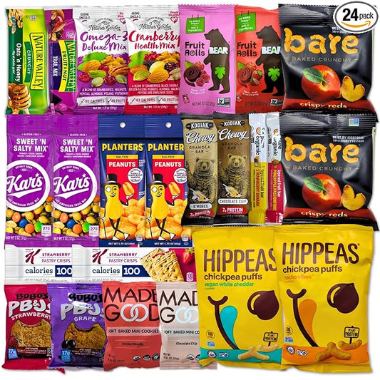 Healthy Smart Snack Box – 24-Count Premium Variety Pack | Better-for-You Snacks for Work, School, Travel, & Gifting