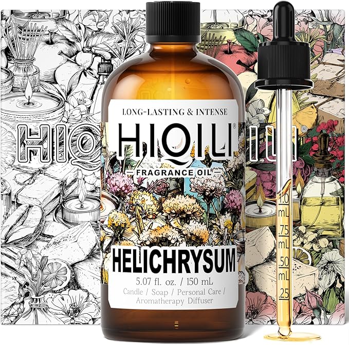 HIQILI Helichrysum Fragrance Oil for Home Diffuser, Floral Scents for Candle, Soap and Perfume Making, Blend to Body Lotion & Moisturizer - 5.07 Fl Oz