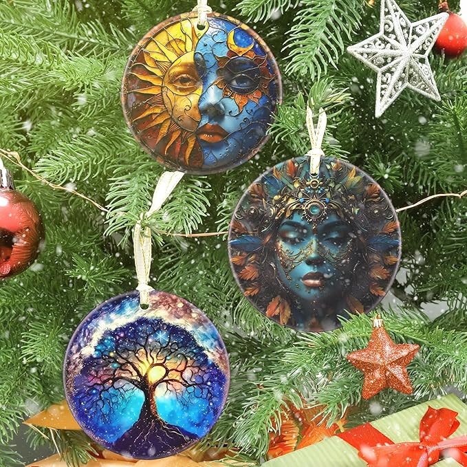 Hippie Theme Christmas Ornament - 3.5 Inch Ceramic Hanging Decoration for Christmas Tree, Gift Exchange or Holiday Presents