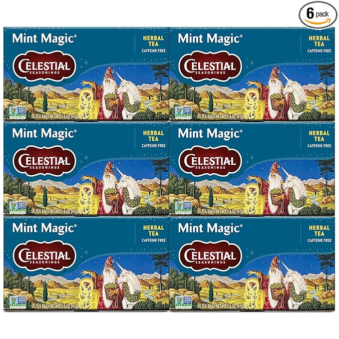Celestial Seasonings Herbal Tea, Mint Magic,Caffeine Free, 20 tea bags (Pack of 6)