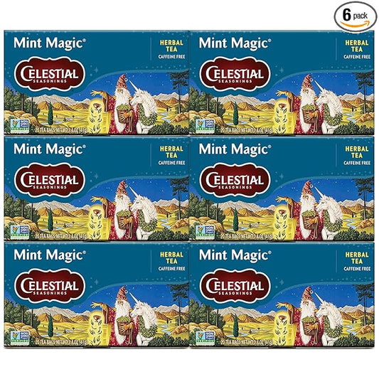 Celestial Seasonings Herbal Tea, Mint Magic,Caffeine Free, 20 tea bags (Pack of 6)