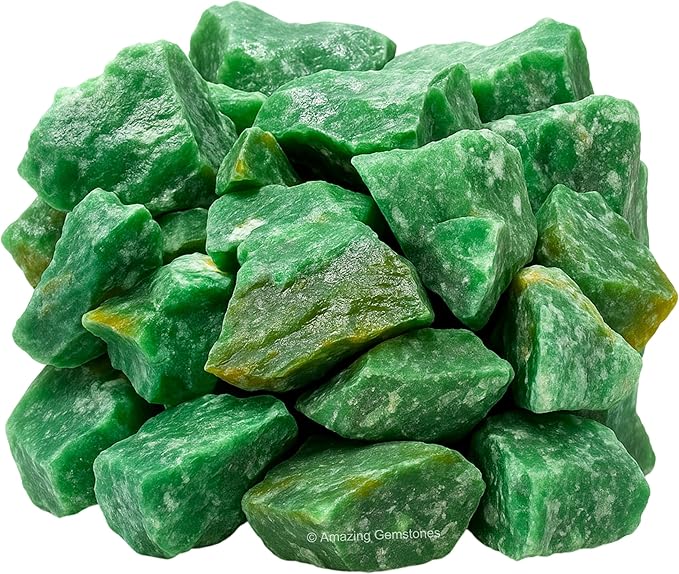 Amazing Gemstone Dark Green Aventurine Raw Crystals and Healing Stones, Natural Rocks for Tumbling - DIY Raw Stones and Crystals, 2 Pieces