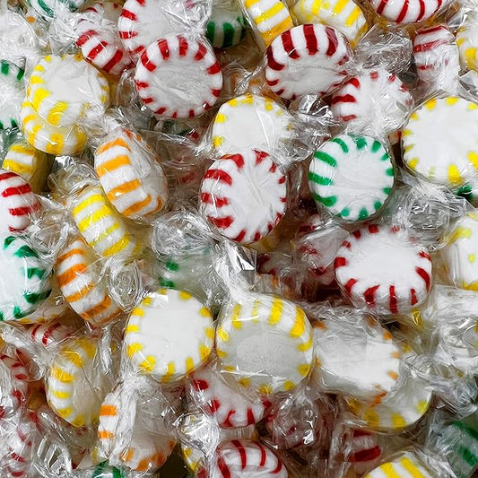 Halloween Fruit Flavored Starlight Hard Candy - 10 lbs - Apple, Strawberry, Lemon and Orange Flavored Disks Old School Classic Starlights - Bulk American Vintage Candy Assortment - Individually Wrapped, 160 oz.