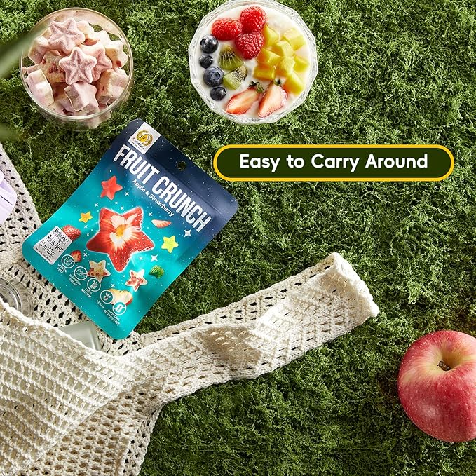 SUNGIVEN Freeze Dried Fruit Crisps Crunch Apple & Strawberry 6 Packs Gluten Free Made with Fruit Vegan Healthy Snacks Ready to Eat for Yogurt Dessert