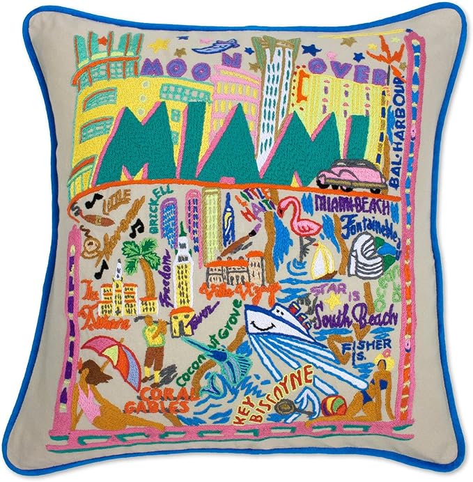 Catstudio Miami Embroidered Decorative Throw Pillow