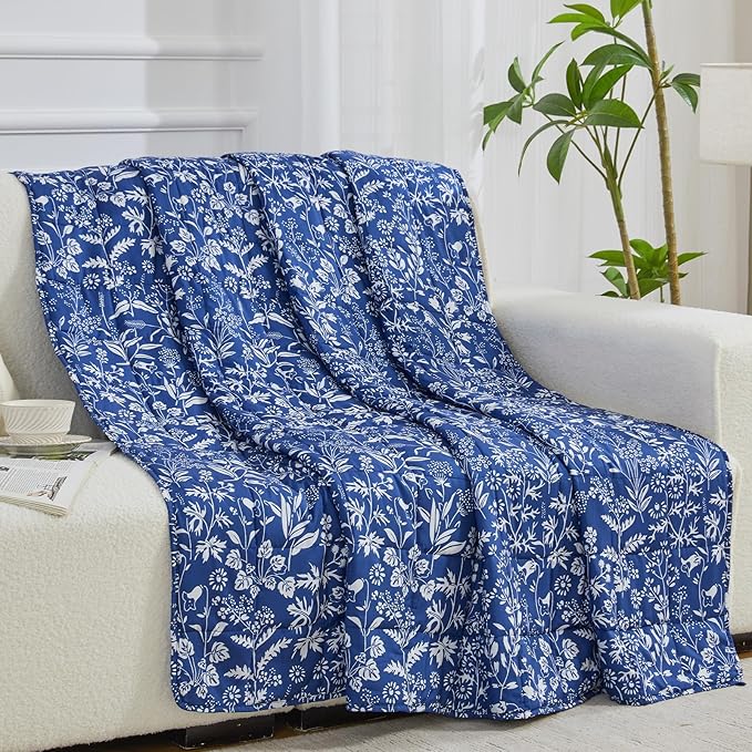25 lbs weighted blanket Queen Size for Adults (60”x 80”, Indigo) Cooling Heavy Blanket for Sleeping Perfect for 240-260 lbs, Winter Thick Breathable Blanket with Premium Glass Bead, Machine Washable