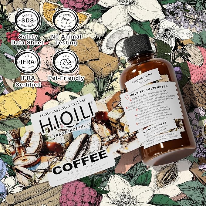 HIQILI Coffee Fragrance Oil for Scent Diffuser & Humidifier, Perfect for Candle, Soap, Perfume Making, New Car & Home - 1 Fl Oz