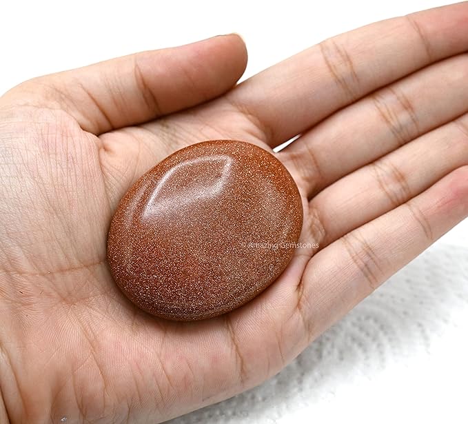 Amazing Gemstone Red Goldstone Crystals and Healing Stones - Large Palm Stone Crystals Piedra - Crystal for Good Luck, Balanced Positive Energy, Meditation - Unique Stocking Stuffers Gifts for Women