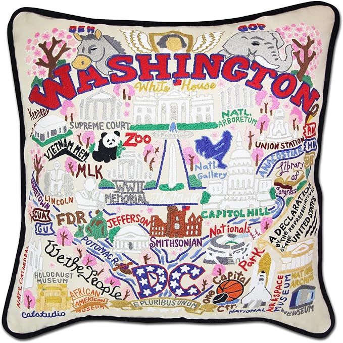 Catstudio Washington DC Embroidered Decorative Throw Pillow
