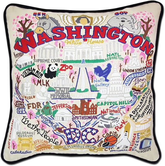 Catstudio Washington DC Embroidered Decorative Throw Pillow