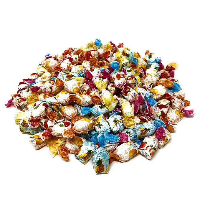 Halloween Fruit Filled Hard Candies - 3 lbs - Strawberry, Cherry, Pineapple, Orange and Lemon Flavored Bon Bons Filled with Real Fruit Pulp Bulk American Vintage Candy Assortment 48 oz.