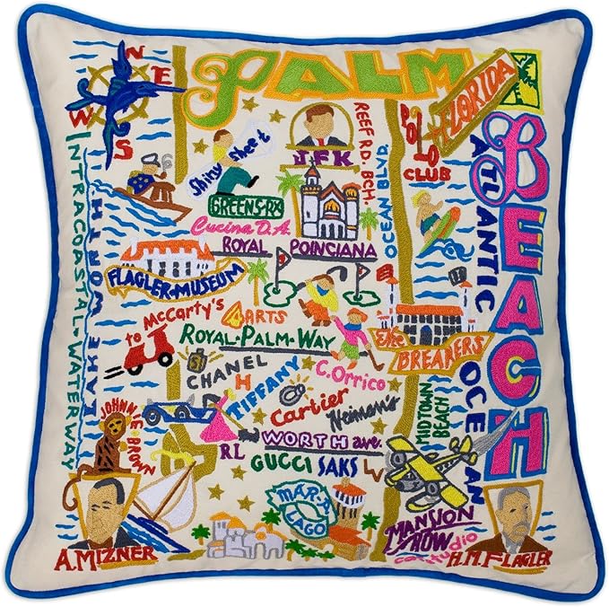 Catstudio Palm Beach Embroidered Decorative Throw Pillow