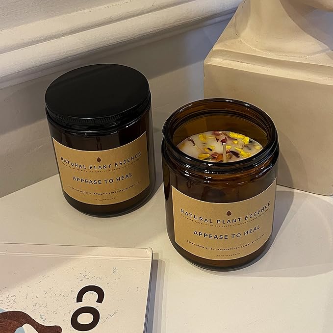 Lavender Scented jar Candles for Women Jar Candle 7oz Burns 30 Hours. Handmade Soy Wax Healing Candle Ideal for Bedroom, Kitchen, Bath