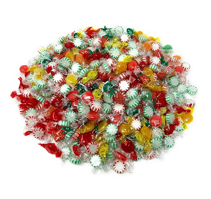 Halloween American Old Fashioned Hard Candy - 6 lbs - Peppermint and Spearmint Starlights, Cinnamon Disks, Butterscotch, Strawberry Jelly Filled Candy and Fruity Hard Candy - Bulk Holiday Classics Assortment- Individually Wrapped, 96 oz.