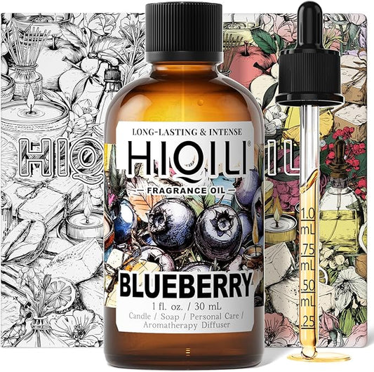 HIQILI Blueberry Fragrance Oil for Candle & Soap Making, Fruity Scents for Reed Diffuser Oil Refill, Add to Lotion, Body Wash - 1 Fl Oz