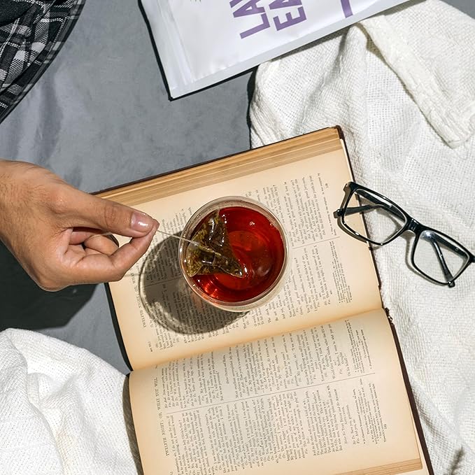 Lavender Earl Grey Black Tea - 100% Certified Organic - 50 Pyramid Tea Bags Sachets in a Resealable Bag