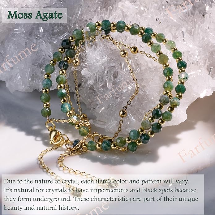 Farfume Crystal Bracelet Beaded Bracelets for Women 4mm Natural Stone Beads Gemstone Handmade Anxiety Jewelry Gifts