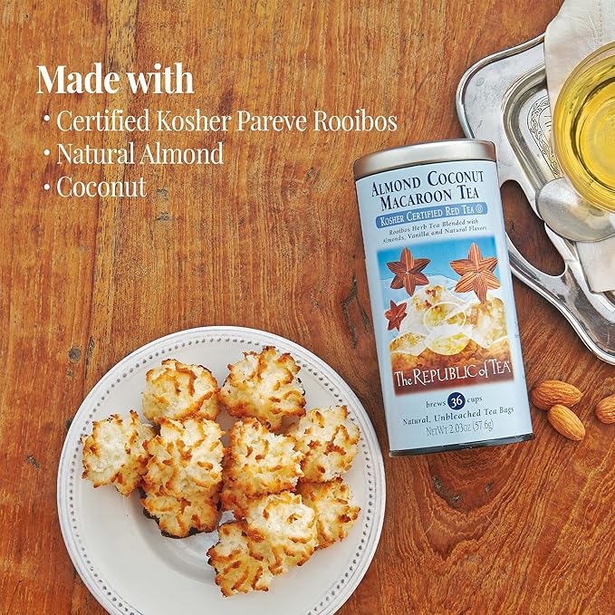 The Republic of Tea Almond Coconut Macaroon Red Rooibos Herbal Tea, 36 Tea Bag Refill