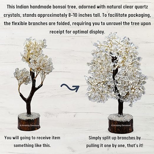 Amazing Gemstone Crystals and Healing Stones Birthday Gifts for Women - Clear Quartz Crystal Tree of Life Home Decor Stocking Stuffers, Bookshelf, Room, Meditation Gift for Mom Unique Birthday Gifts