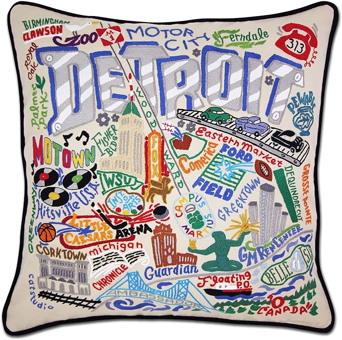 Catstudio Detroit Embroidered Decorative Throw Pillow