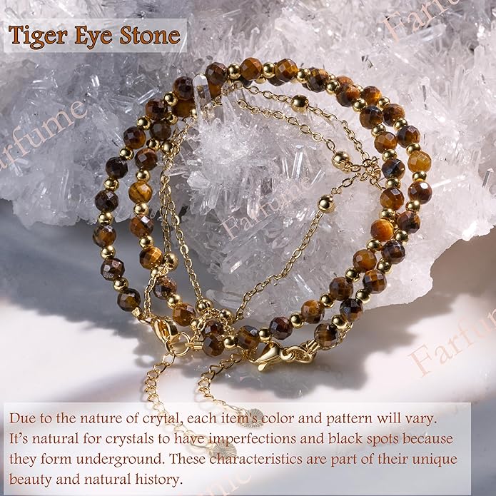 Farfume Crystal Bracelet Beaded Bracelets for Women 4mm Natural Stone Beads Gemstone Handmade Anxiety Jewelry Gifts