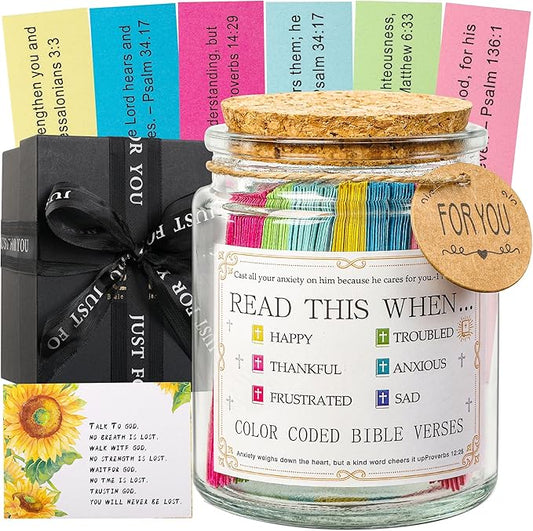 Bible Verse Jar, Read Me When Bible Verses Jar For Daily Encouragement, Inspirational Prayer & Reflection,Graduation Gift for Her,Gifts for Mom from Daughter Son, Christian Gifts for Women