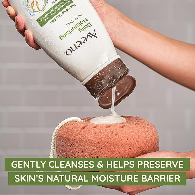 Aveeno Sensitive Skin Essentials Gift Set with Daily Moisturizing Lotion, Daily Moisturizing Body Wash, Calm + Restore Makeup Removing Wipes, & Skin Relief Repairing Hand Mask, 4 items