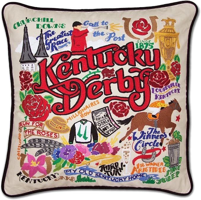 Catstudio Kentucky Derby Embroidered Decorative Throw Pillow