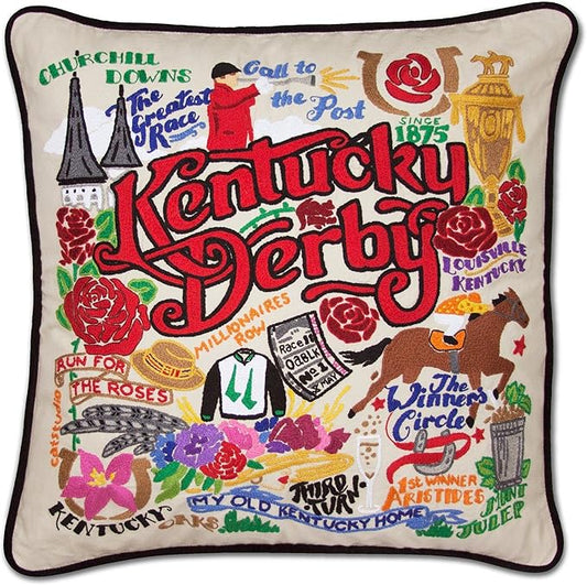 Catstudio Kentucky Derby Embroidered Decorative Throw Pillow