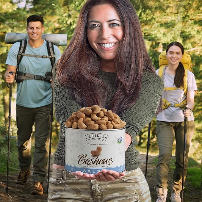 FERIDIES Jumbo Gourmet Whole Cashews Lightly Salted in Vacuum Sealed Nut Tin Gmo Free Kosher 18oz (Pack of 1) Cashews