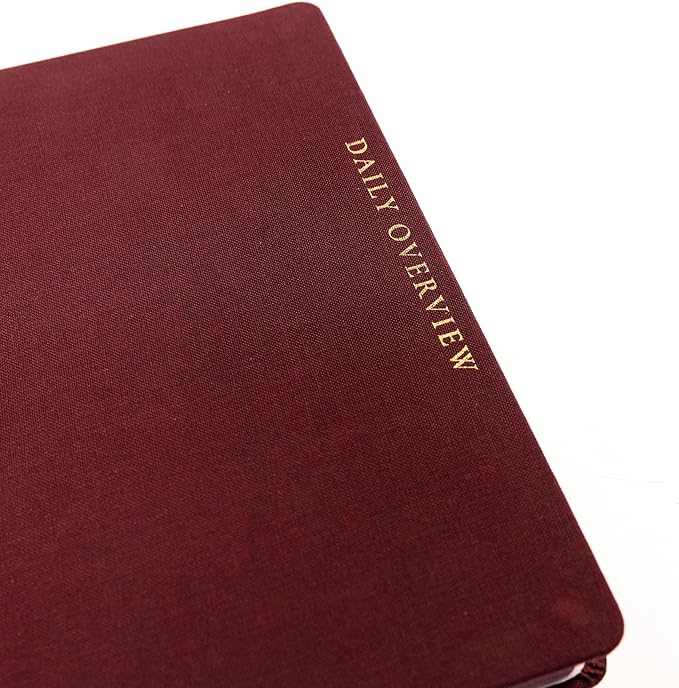 Daily Task Journal by Graphique Luxe Collection, Fabric-Wrapped Hardcover Spiral Notebook for Planning & Writing, Priority List Planner with Magnetic Bookmarks & Gold Foil Embossing,192 Pages, 6” x 8”, Plum Red