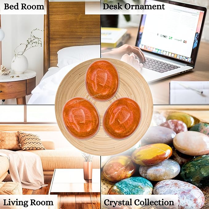 Amazing Gemstone Chocolate Jasper Crystals and Healing Stones - Large Palm Stone Crystals Piedra - Crystal for Good Luck, Positive Energy, Meditation - Unique Stocking Stuffers and Birthday Gifts