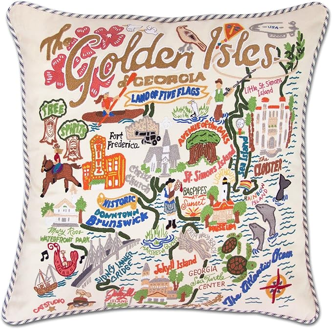 Catstudio Golden Isles Embroidered Decorative Throw Pillow