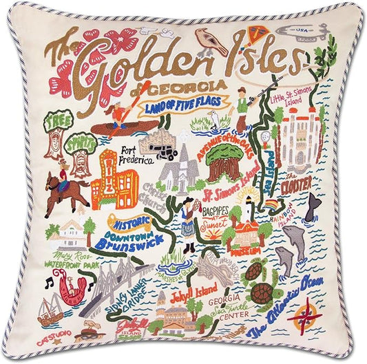 Catstudio Golden Isles Embroidered Decorative Throw Pillow